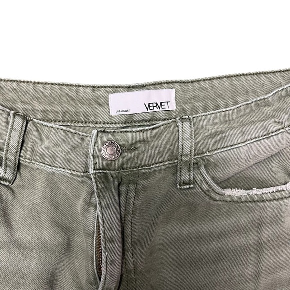 Vervet Leslie Distressed 90s Flare Jeans Green Size 28 - Picture 3 of 6